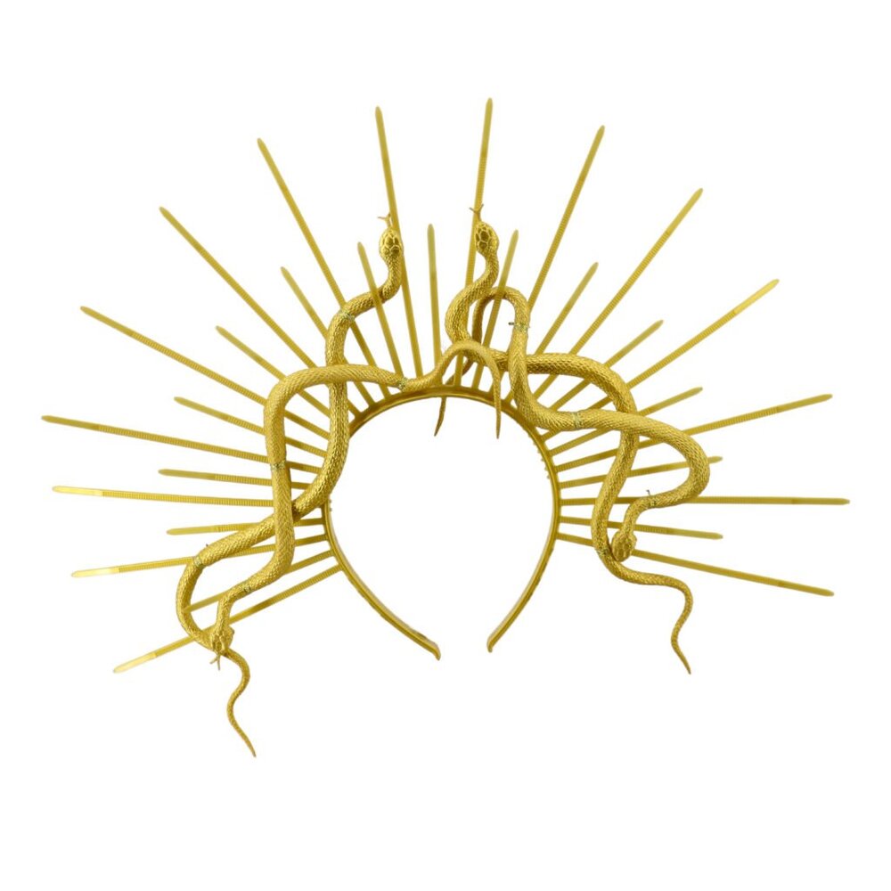 NEW Double Serpent Halo Headband — Gold Medusa Snake Crown